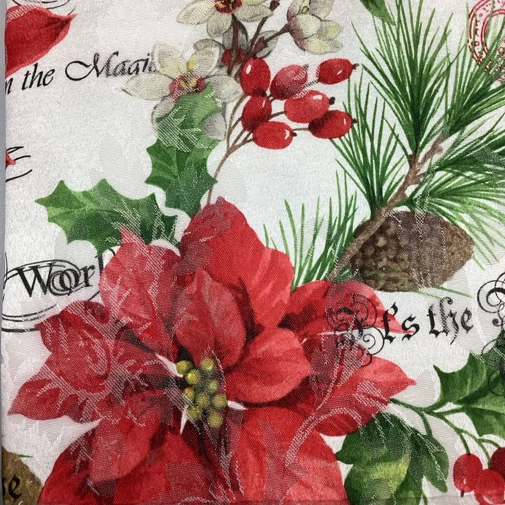 Holiday Expressions Jacquard Tablecloth by Benson Mills Round 60” NWOT